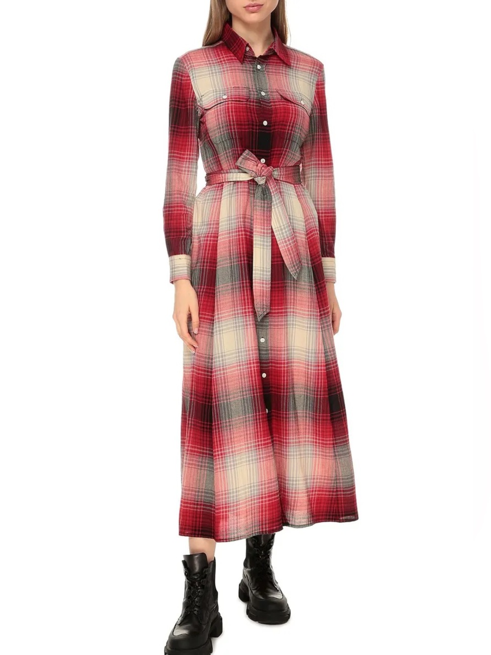 POLO RALPH LAUREN PLAID LONG SLEEVE SHIRTDRESS*******SIZE: 8
